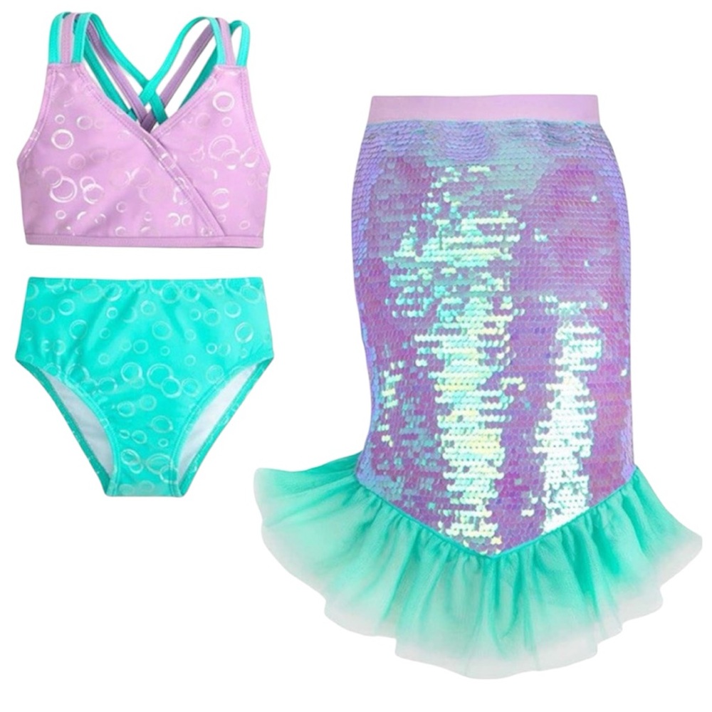 Disney Ariel Deluxe Swimsuit Set for Girls – The Little Mermaid Size Girls 3